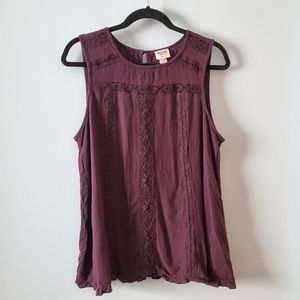 Mossimo Purple Ruffle Lace Tank Top